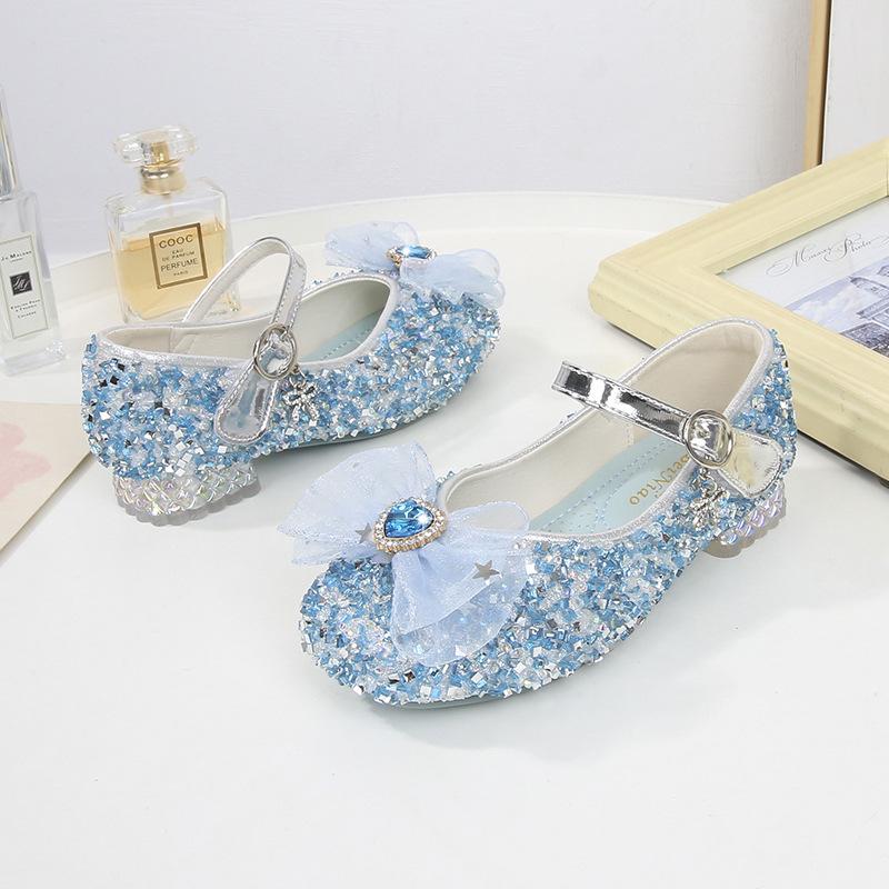 

Туфли принцессы из кожи для девочек, весна-осень, роскошные детские туфли с блестками на высоком каблуке, элегантные детские туфли для повседневных свадебных вечеринок, универсальные 25 небесно-голубой