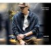 Men's Blue Striped Denim Long Sleeve Shirt Casual Pocket Detail Oversized Streetwear Top