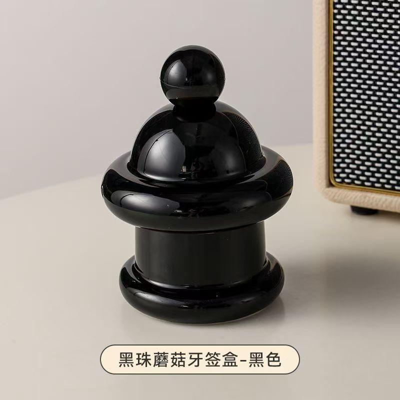 Cream Style Ceramic Toothpick Jar Cartoon Color Contrast Toothtip Holder Household Storage Good Cotton Swab Jar with Hand Gift