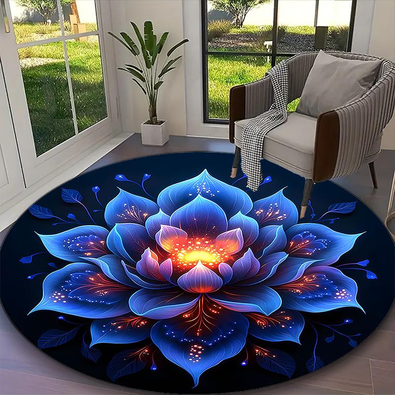 1pc Mandala Rug, Digital Printed Home Chair Sofa Mat, Durable Office Round Carpet, Beautiful Festival Decorations