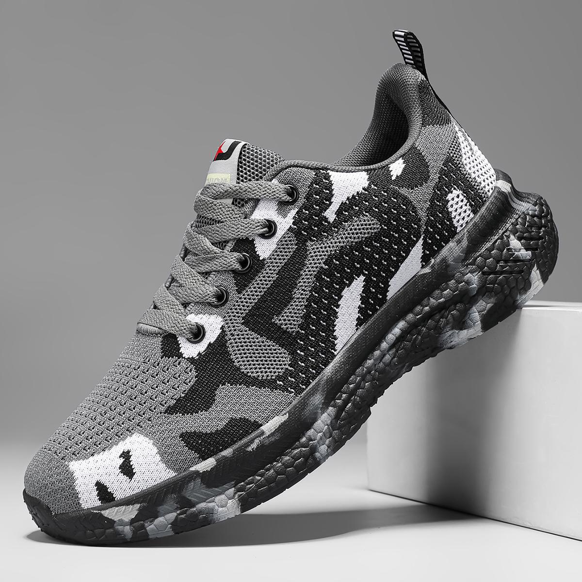 

Ladies casual running shoes, women s mesh breathable camouflage sports anti-slip lightweight training running shoes 36 чорний