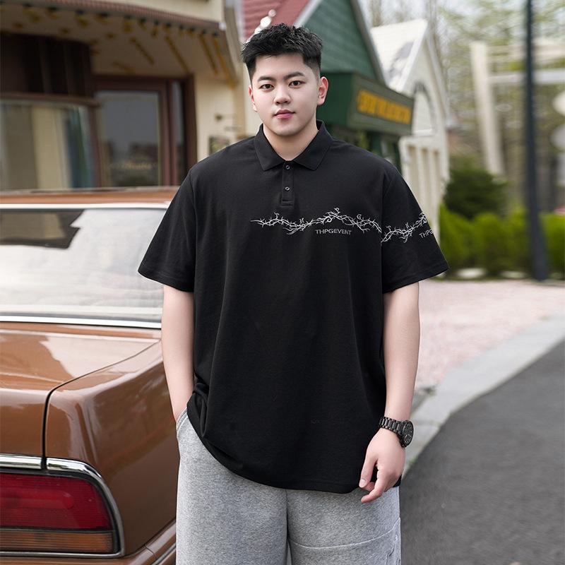 Plus Size Embroidery Moisture Wicking Soft High Quality Breathable Men's Loose Polo Shirt--Wrinkle Resistant Casual Athletic Short Sleeve Neck Shirt