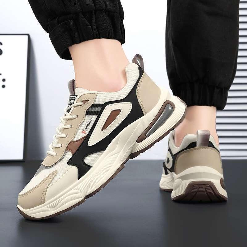 Men's Summer Mesh Breathable Sports Shoes, Comfortable Thick-Soled Air-Cushion Running Casual Dad Shoes.
