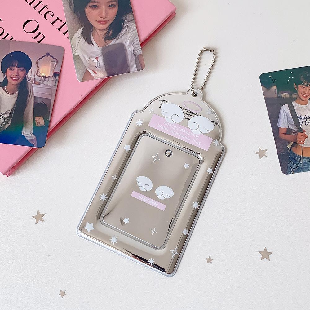 

Kawaii Y2K Silver Angel Wings Kpop Photocard Holder Korean Style 3 Inch Idol Photo Display Sleeve Aesthetic Student Accessory