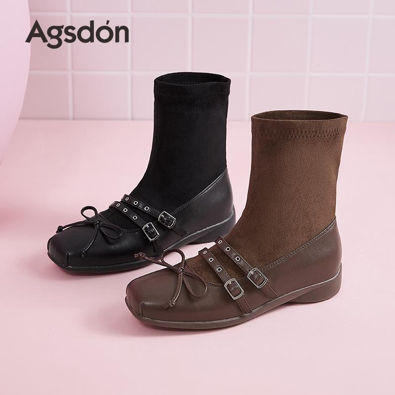Mary Jane Boots New Autumn Vintage Maillard Brown Socks Boots Black Martin Boots