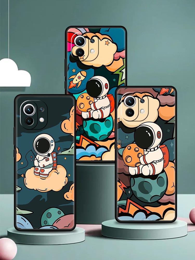 Cartoon Cute Cosmonaut Phone Case Cover for Xiaomi Mi 17 15 14 13 12 11 Ultra 15T 14T 13T 12T 11T Pro Lite 5G Soft TPU Shell Bag