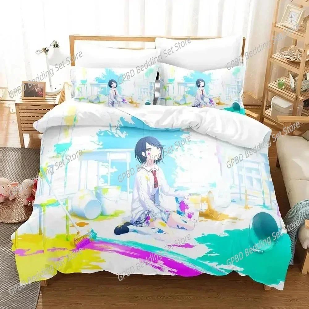 Anime Hoshino Ichika Project SEKAI Beding Set Bedrom Soft Modern Bedspreads Comefortable Soft Duvet Cover Comfortable Quilt Cover Pilowcase