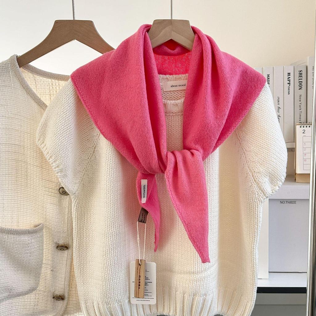 Damen 100% Wolle Strick Dreieckstuch – Warm, Vielseitig, Multifunktionelles Kopftuch.