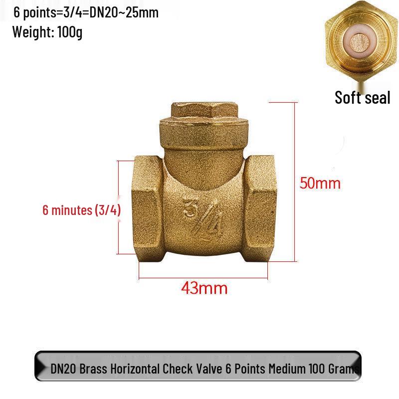 All-Copper Horizontal Check Valve for Water Pumps: 1/2", 3/4", 1" Sizes (DN15, 20, 25)