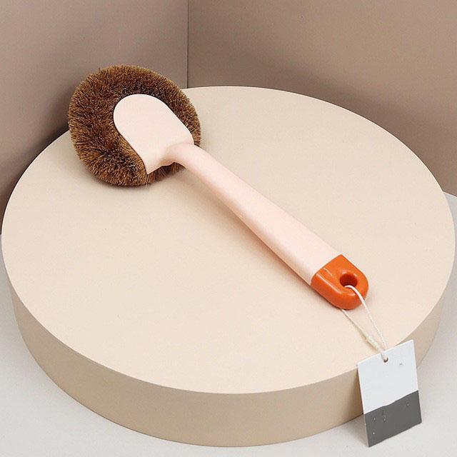Jiayi 1816 Coconut Brown Pot Brush Linyi Daily Necessities Macaron Plastic Long Handle Kitchen Cleaning Pot Brush