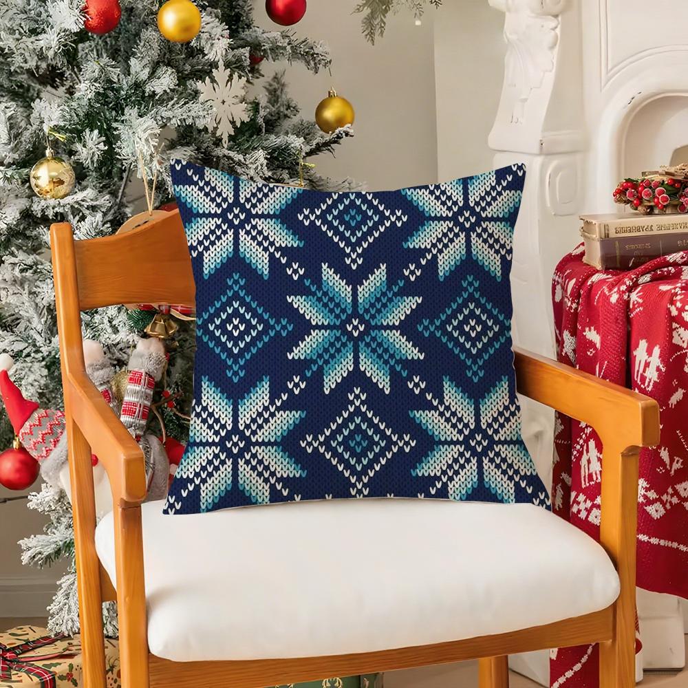 Classical Sweater Pattern Pillow Case Silky Short Plush With Invisible Zipper Dustproof Sofa Cushion Cover For Home Decor