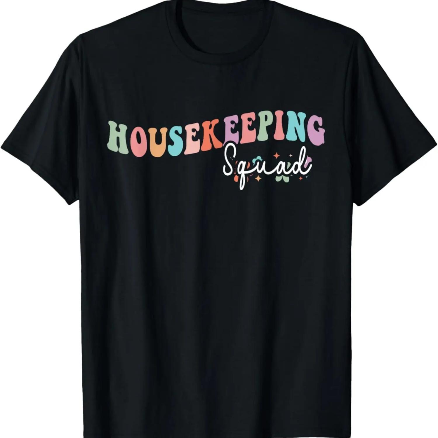 Groovy Housekeeping Squad Retro Housekeeper Appreciation T-Shirt S чёрный