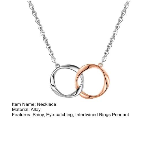 Intertwined Rings Couple Necklace Mobius Strip Circles Necklace Men Women Endless Circle Pendant Necklace Gift for Valentine's Day Anniversary