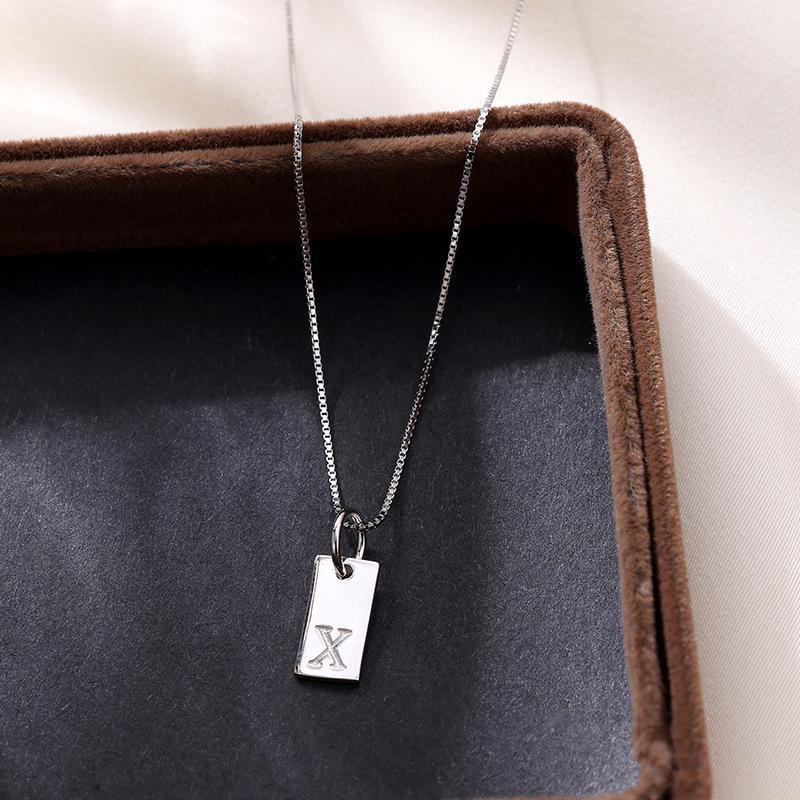 Banyan Tree Sterling Silver Square Letter Pendant Necklace