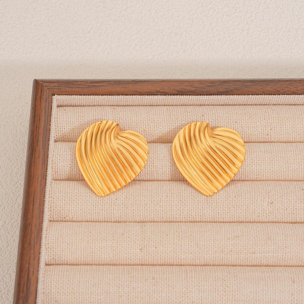 Gold Heart Stainless Steel Earrings for Women - 18K Fashionable Daily Wear