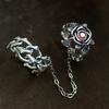New Korean Thorn Rose Double Finger Ring Ladies Vintage Silver Color Fashion Chain Flower Opening Ring Wedding Party Gifts