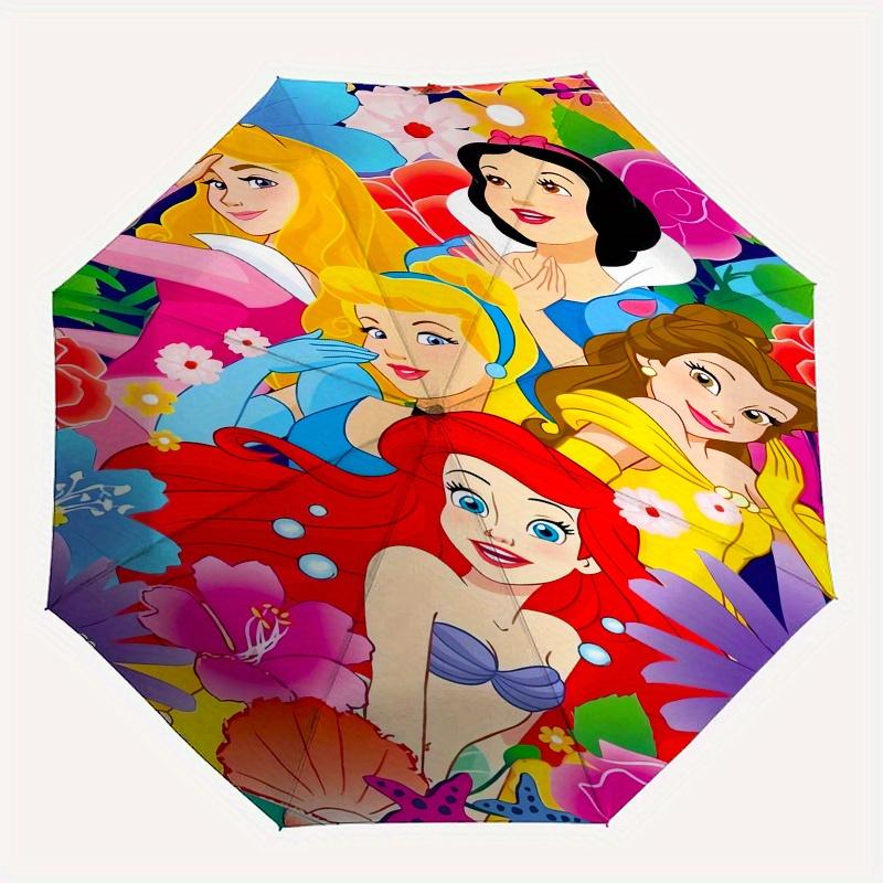 Princesses Flowers Automatic Opening and Closing Umbrella, Compact Travel Umbrella, Lightweight and Portable, Suitable for Beach Commuting B
