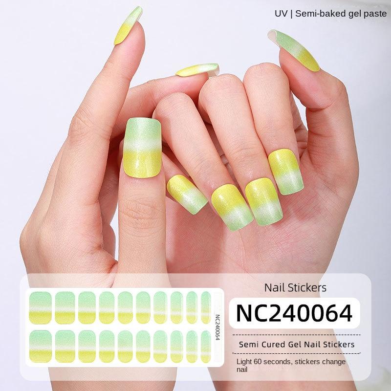 Semi-cured Gel Nail Stickers Gradient Rainbow French Gel Nail Stickers Flash Cat Eye Gel Nail Stickers
