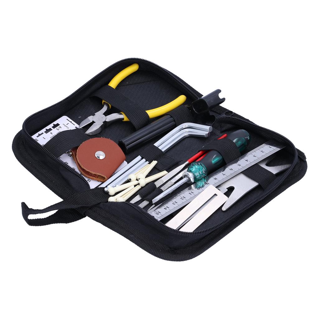 26Pcs Guitar Repairing Tool Kit Measurement Maintenance String Organizer Wrench Picks Files