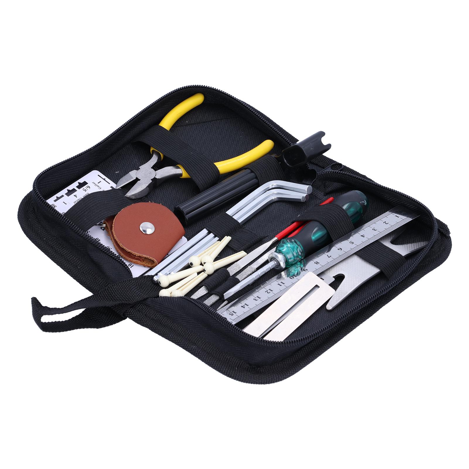

26Pcs Guitar Repairing Tool Kit Measurement Maintenance String Organizer Wrench Picks Files