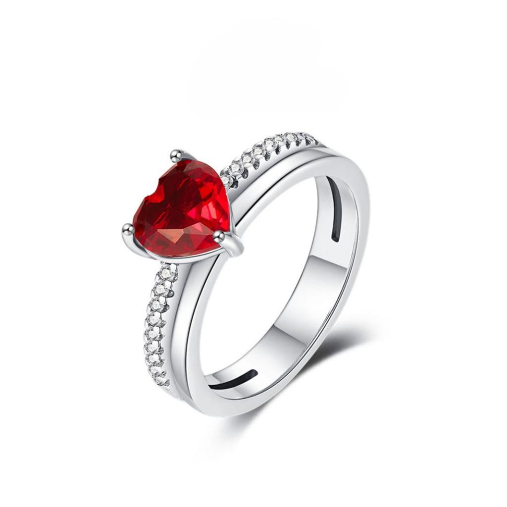 925 Silver Pink Bow Ring Timeless  Red Blue Heart Finger Rings For Women Wedding Crystal Ring Jewelry Gift 2025
