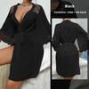 Sexy Pajamas Chiffon Lace Stitching Perspective Nightgown Seduction Women's Cardigan Robe