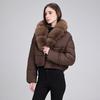 Winter New Women's Short Fashion Warm Feather Cotton Jacket Women's Western Style Super Large Anti Fox Fur Collar Coat Women