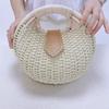 Bolsa Cesta Muzhilun de Palha Trançada, Redonda, Feita à Mão, Fofa, Feminina, Estilosa, Grande Capacidade, Bolsa de Verão, Perfeita para Praia, Festivais de Fogos de Artifício,