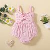 Citgeett Summer Newborn Baby Girls Ribbed Bodysuit Sleeveless Flower Dot Print Jumpsuit Bow Clothes