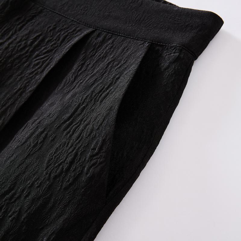 Solid Color Jacquard Mulberry Silk Casual Pants