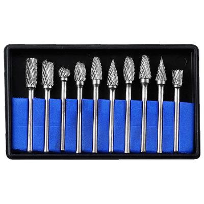 10Pcs 1/8" Shank Tungsten Carbide Milling Cutter Rotary Brocas Com Escareador Hss Steel Cone Drill Set Diamond Drill 10mm