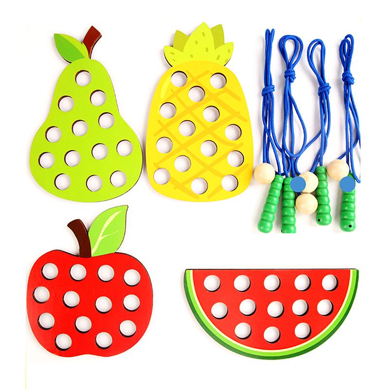 Lacing Threading Toy Eat Fruit Game Fine Motor Skills Educational Toys For Kids Gift