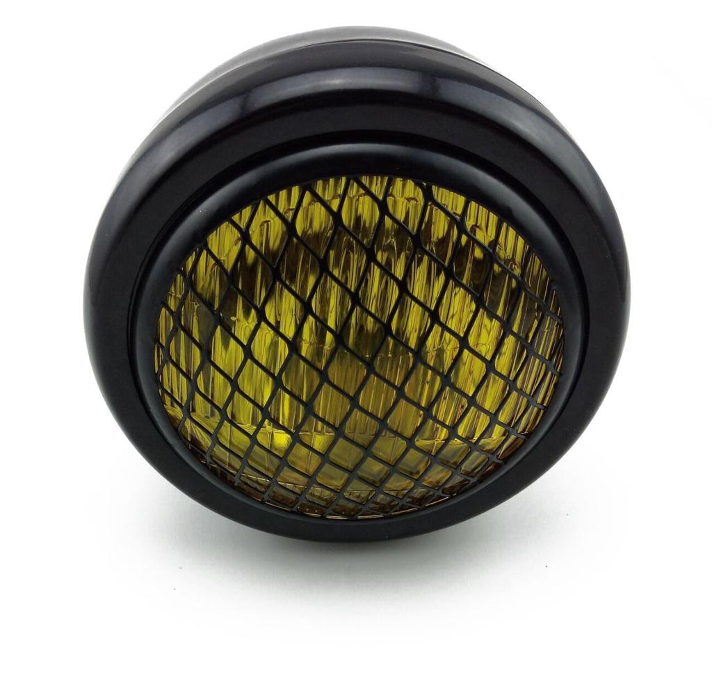 TASWK Universal Motorcycle Glass Lens Headlight, 12V, 6.5 Inch, 18 Cm (Yellow)