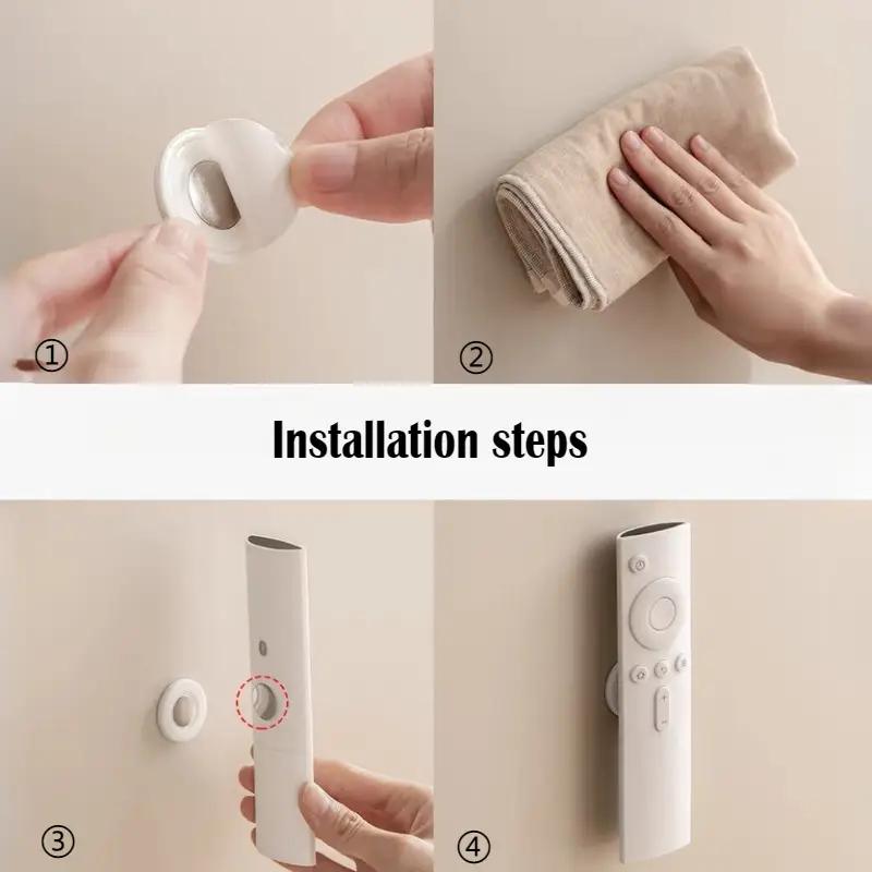 3pcs No Drill Magnetic Remote Holder - Wall Mount for TV/AC/DVD Remotes White Space-Saving Design Cup Holders 5