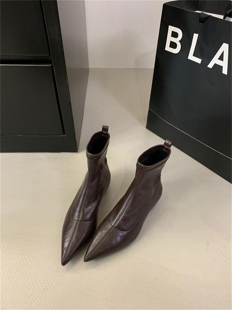 Pointed Korean Version of Short Boots Women's Sleeve Square Heel Women's Boots Thick Heel Thin Boots Niche Design High Heel Martin Boots
