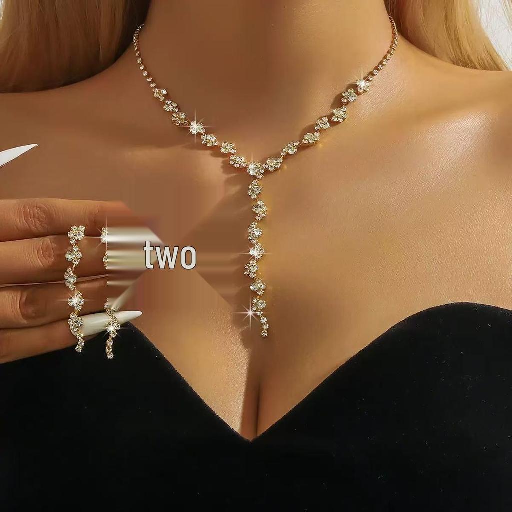 Elegantní mezikontinentální svatební souprava náhrdelníku a náušnic s kamínky