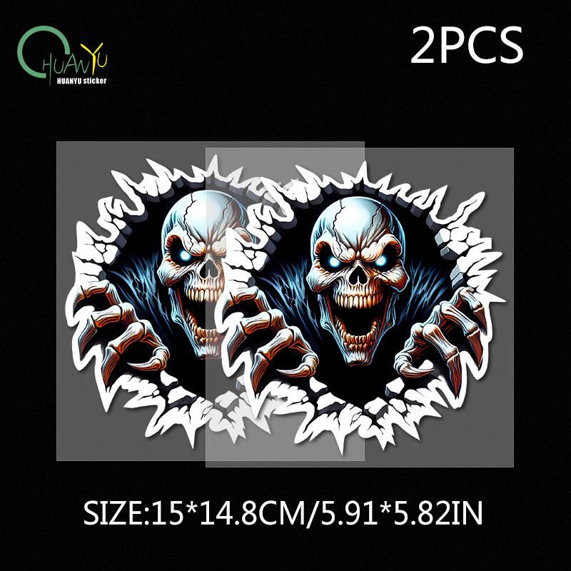 Skull car sticker for rear window; creative cartoon scratch cover for car body; decoration for electric vehicle
