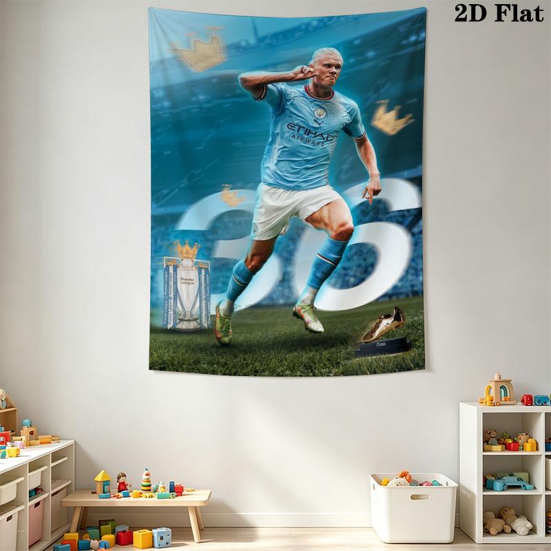 Erling Haaland Re Appeso a Parete Coperta in Tessuto Stampato Arazzi Decorativi per Camera da Letto Soggiorno Arredamento per la Casa