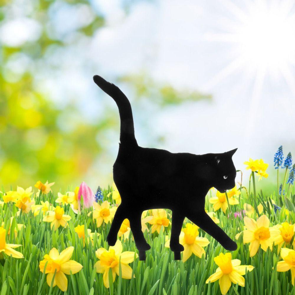 Acrylic Acrylic Cat Stake Waterproof Simulation Black Cat Statue Cat Garden Stake  Outdoor