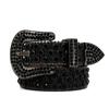 Black Sparkling Western Luxury High Quality Crystal Rhinestone Belt With Full Diamond Alloy Button Head Design Belt Belt