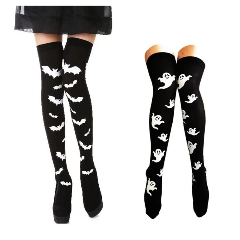 1 Pair Halloween Stockings Thigh High Long Stockings Over Knee Socks Bat Socks Cosplay Festival Stockings for Women Girl