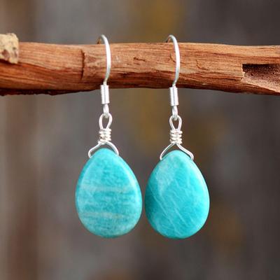 BLINGBAY Women's New Bohemian Ethnic Style Natural Blue Crystal Stone Pendant Earrings Popular High-end Retro Jewelry