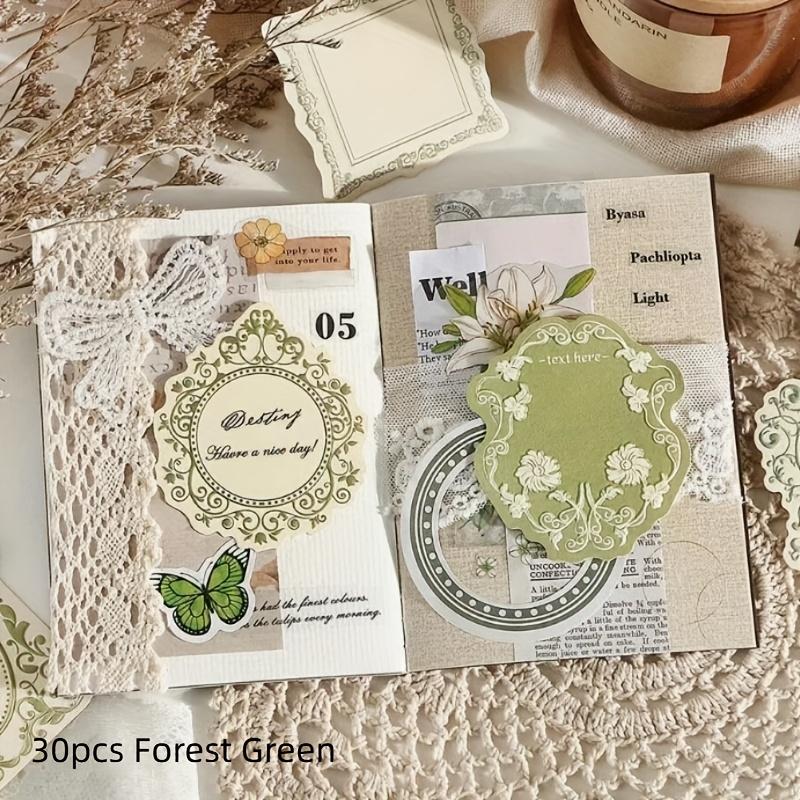 30 Blatt/Set Vintage Letterpress Geprägtes Spezialdruckpapier Dickes Notizblock Dekoratives Papier, Spitze Schleife innen, Minimalistisches Tagebuch Materialpapier