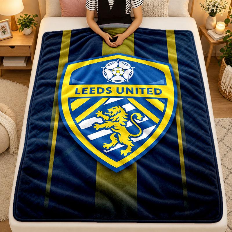Flannel BlanketLeeds United Warm Soft Throw Blanket for Indoor Sofa Bed Living Room Use