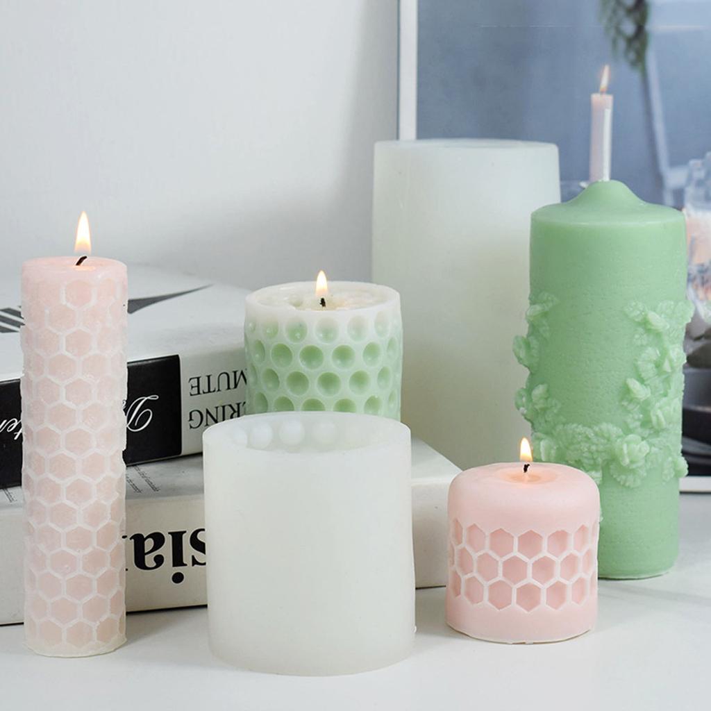3D Cylinder Honeycomb Candle Mold DIY Silicone Molds for Aromatherapy Candle Making Resin Soap Casting Epoxy Mould Craft
