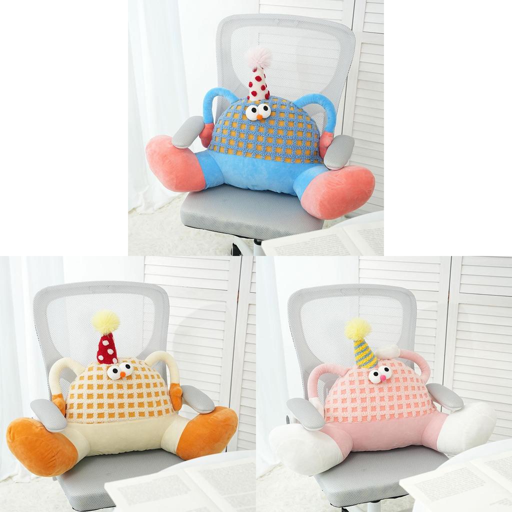 Cozy Monster Cartoon Plush Lumbar Pillow With Breathable Outer Cover For Girls Bedroom Lounge