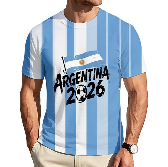 Men's Crew Neck Short Sleeve T-Shirt with Spain 2026 Football Print Casual Fit Lightweight Comfortable Design