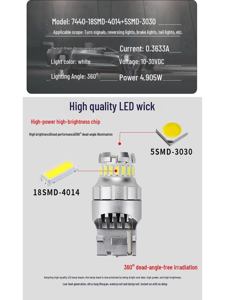 Universal High-Brightness LED Car Turn Signal and Taillight - W21W T20/7440/7443
