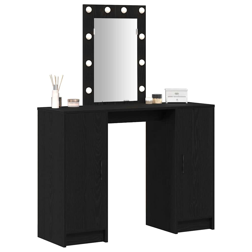 Makeup Table with Door Black 102 x 33 x 135 cm Engineered Wood