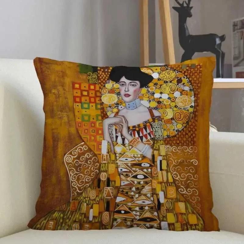 Klimt Pillow Cover Polyester Printed Art Cushion Case Sofa Home Decor Xcm Bedroom Living Room Throw Pillowcase Gift